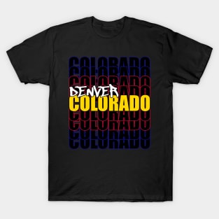Denver Colorado State Flag Typography T-Shirt